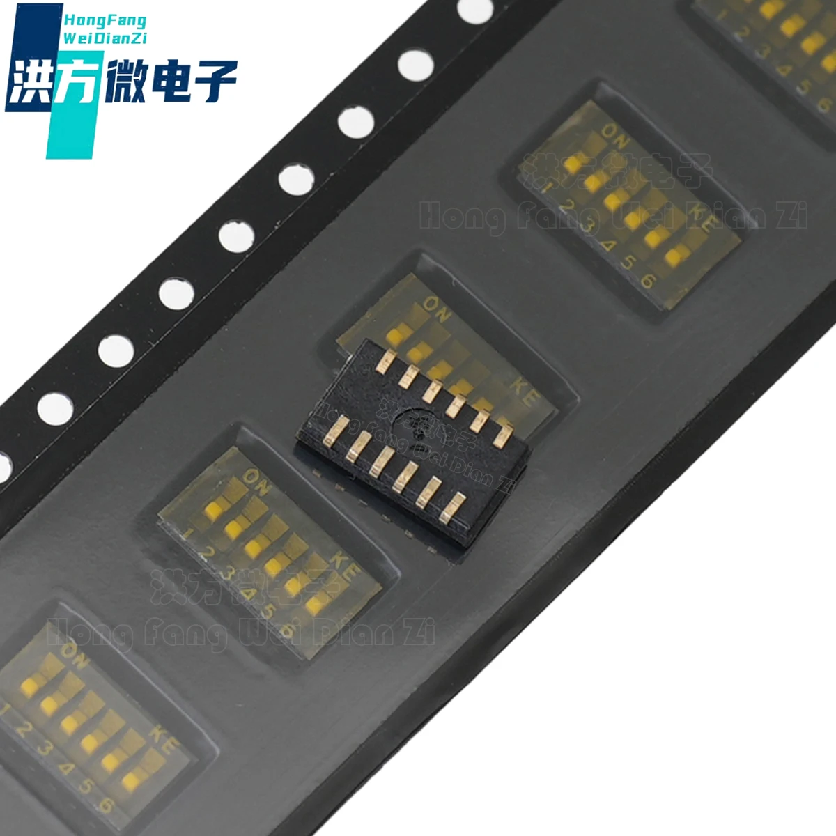 5ชิ้นต้นฉบับแป้นหมุน, ระยะห่าง1.27มม., Ke, SMD(J-Pin) เข้าโค้ง, ห่อเท้า, ชุบทอง, สวิตช์6ตำแหน่ง, รุ่น: DSHP06TJGER