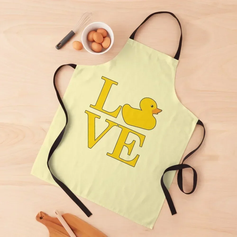 

Love Duck. Apron Kitchen For Men Restaurant for women with pocket Apron