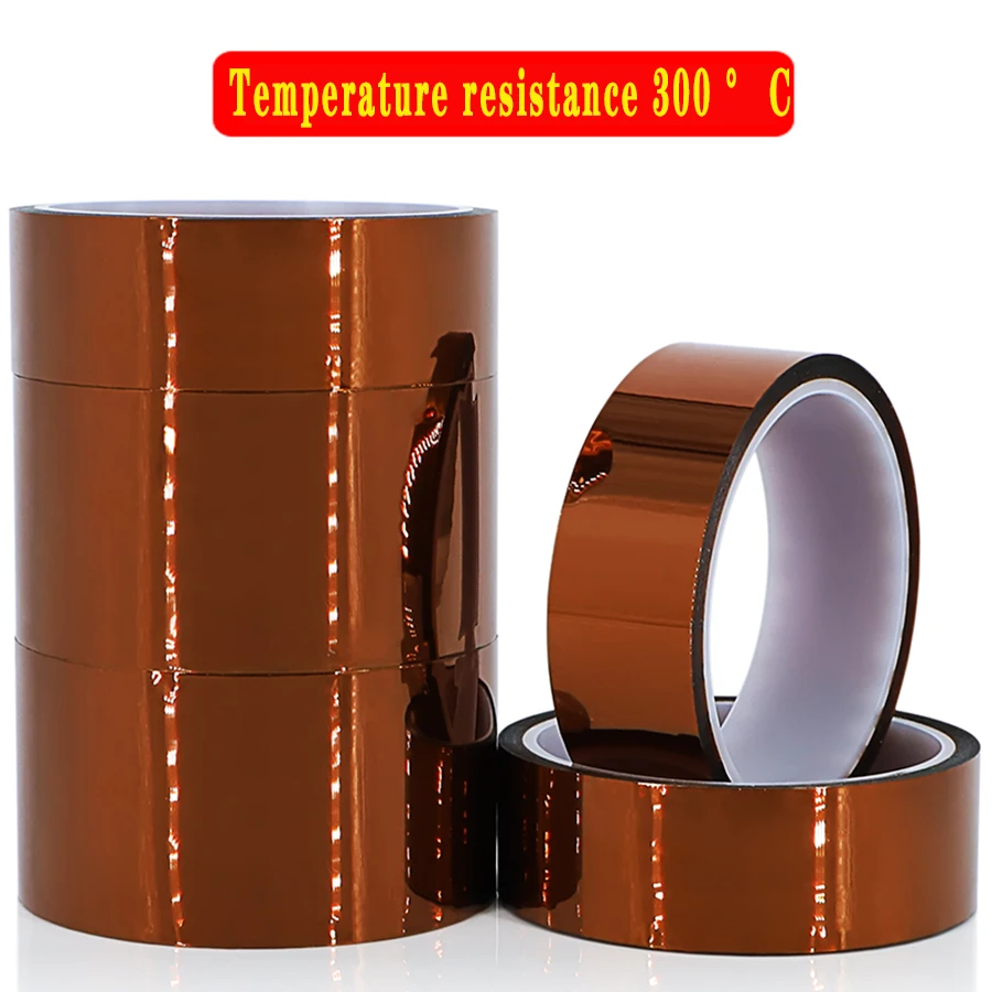 3/5/8/10/12/15/18/20mm 33m 100ft Kapton Adhesive Tape BGA High Temperature Heat Resistant Polyimide Gold for Electronic Industry