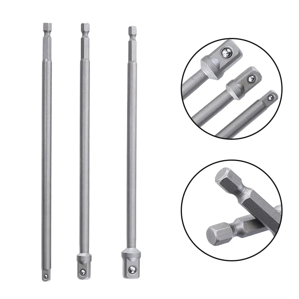 1pc Socket Bar Wrench Adapter Extension Tool 200mm Impact Socket Adapter Hex Shank To 1/4 3/8 1/2 Extension Drill Bits Bar