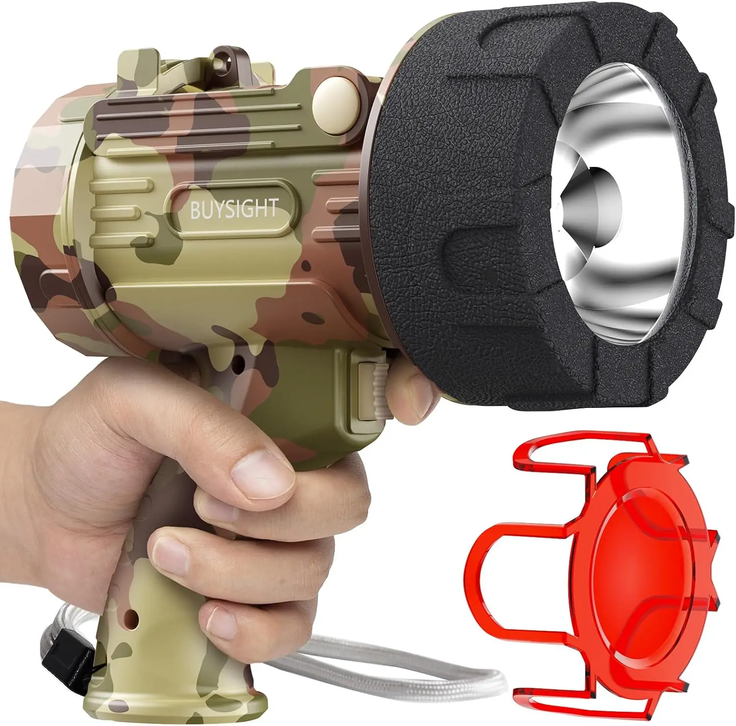 

Rechargeable Spotlight Flashlight, 1000000 Lumens, IP67 Waterproof, Handheld Spot Light with Red Filter for Outdoor Use