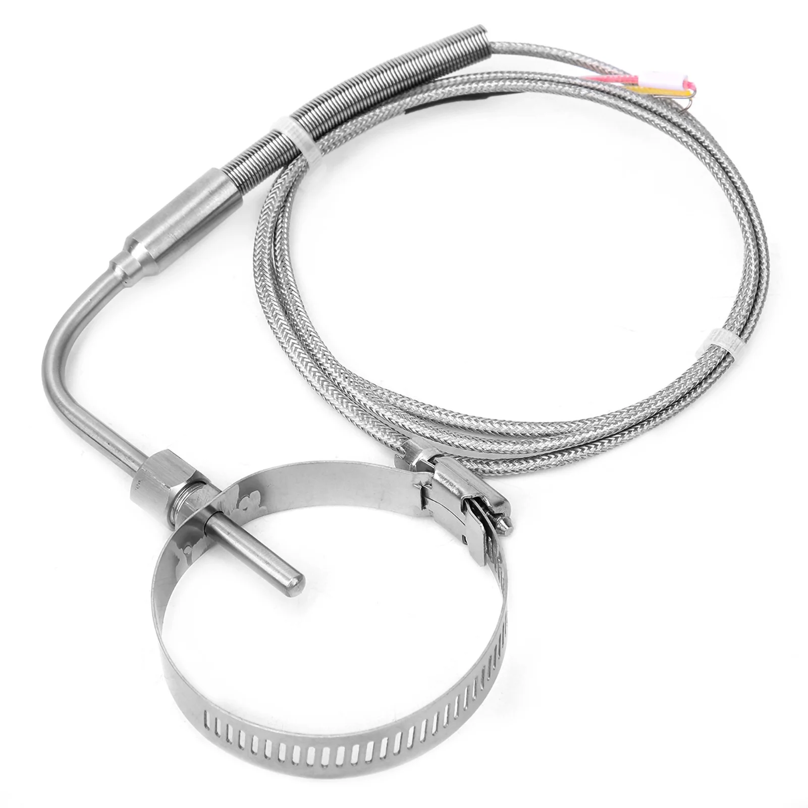 K Type Temperature Sensor Elbow Stainless Steel Temperature Probe with Retractable Circle 1m / 3.3ft Line