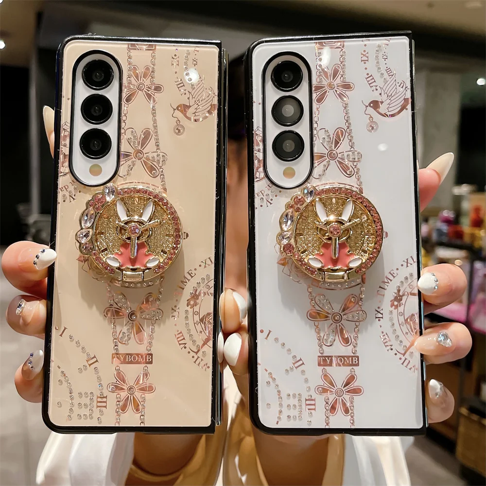 

TYBOMB Luxury Glitter Ring Holder Grip Case for Galaxy Z Fold 5/Z Fold 3/Z Fold 4 Shockproof Folding Protective Case Funda