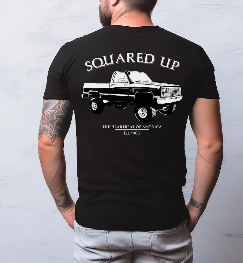 

Camiseta para hombre, Chevy Silverado 1986, con carrocería cuadrada, para fanáticos, clásica de los 80, regalo para él