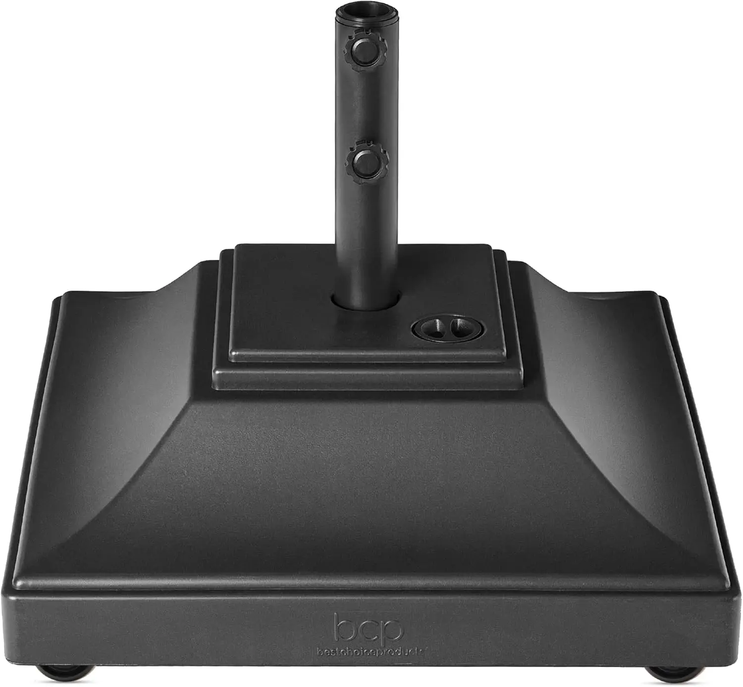 

Fillable Mobile Umbrella Base, Heavy Duty Base, Square Tiered Market Stand for Patio, Deck, Outdoor w/ 4 Wheels, 2 Locks, 2 Kno