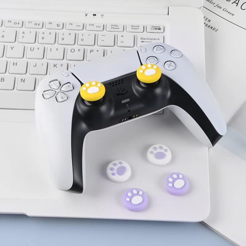 For PS4 PS5 Cat's Paw Rocker Cap Grip Rocker Anti slip Silicone Sleeve Grip Button Cap