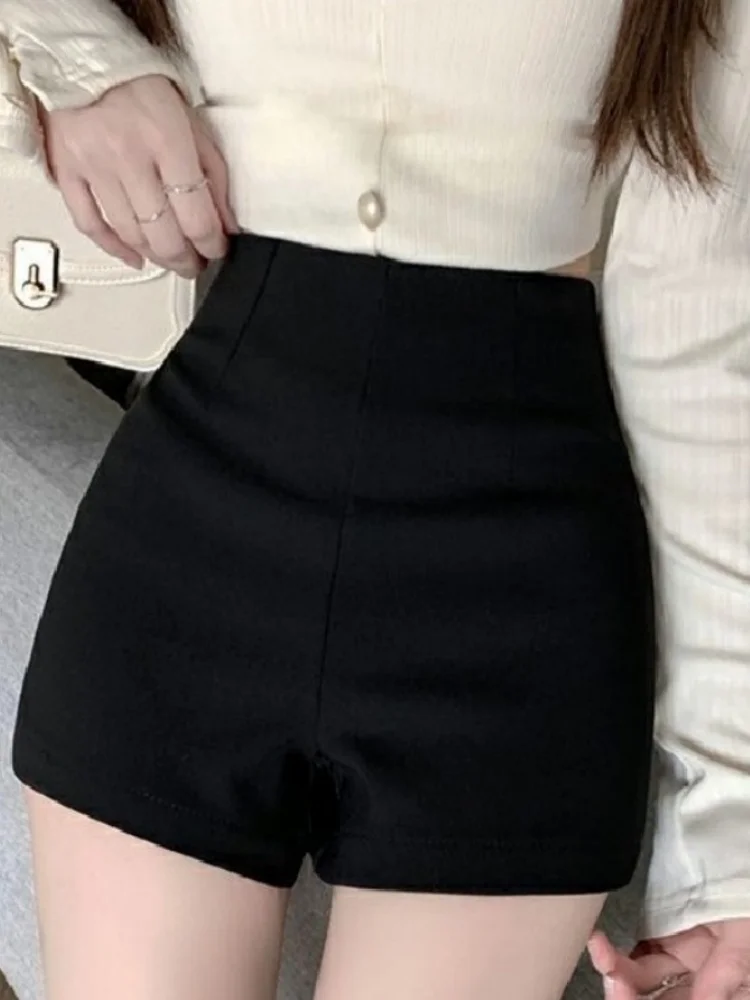 Pantaloncini a Vita Alta Bla per Donna, Nuovi Pantaloni Invernali Elasticizzati Aderenti, Strato Base, Taglio Dritto e Slim Fit