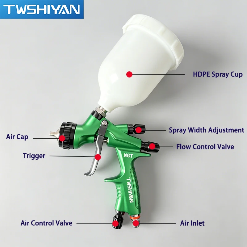 Professional HVLP Paint Spray Gun 1.3mm Stainless Steel Nozzle Fine Atomization Air Spray Gun For Automotive Painting