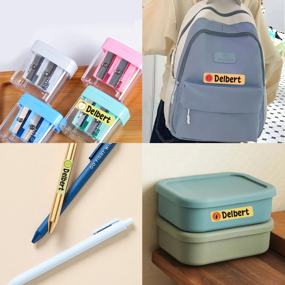 Custom Cartoon Name Sticker,Transparent DIY Birthday Gift Stickers for Kids Name Labels for School Bag Bottles Box Mug Uniform view 5