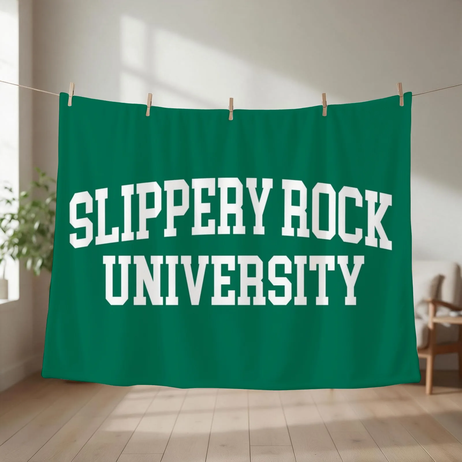 slippery rock- college font curved Throw Blanket couch cozy soft plush fuzzy picnic outdoor blanket