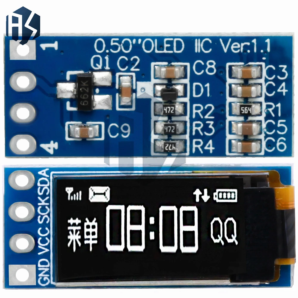 Módulo OLED monocromático CH1115 de 0,5 pulgadas: pantalla I2C de 48 × 88 píxeles: oración de retratos, Compatible con Arduino