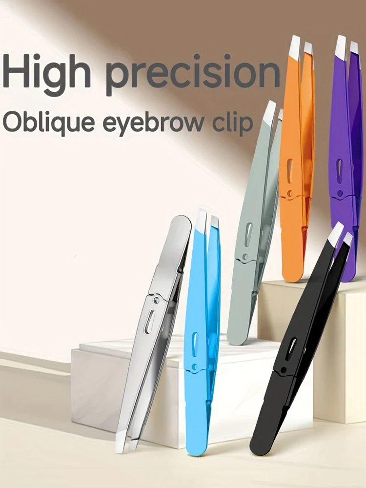 Clipe de sobrancelha de cauda de mola colorida-pinça de clipe de sobrancelha de aço inoxidável-conjunto de reparo de sobrancelha diagonal ferramenta de beleza e maquiagem