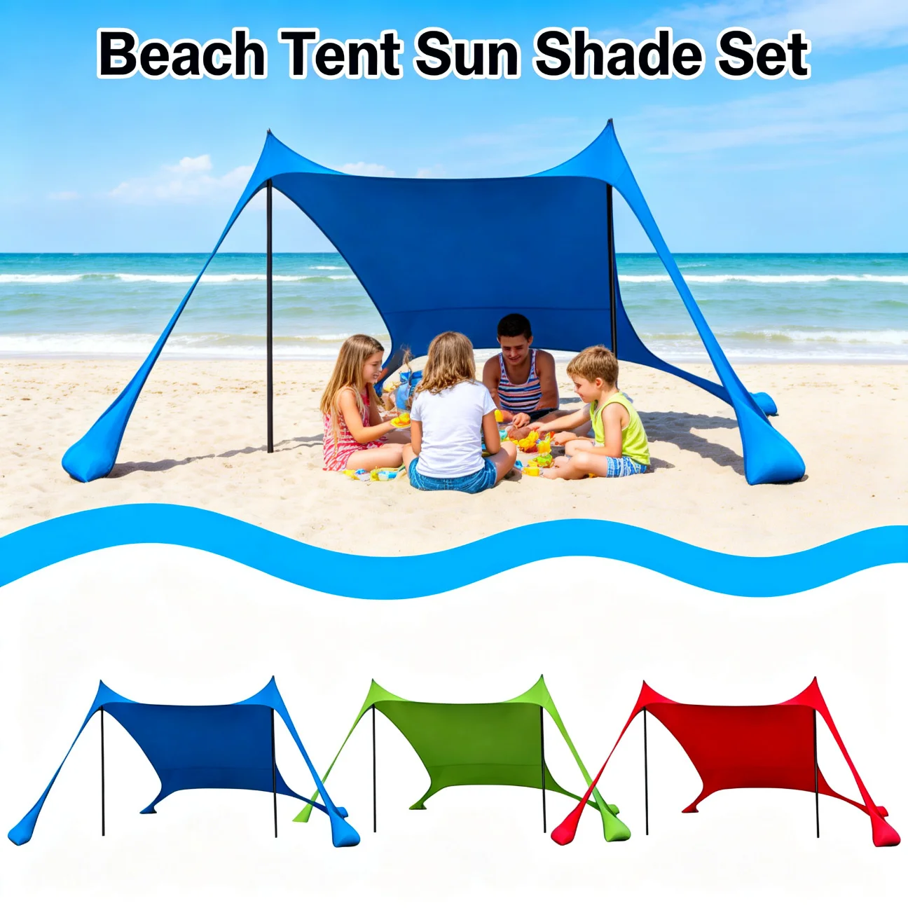 Outdoor Camping Hiking Mountaineering Portable Beach Tent Sun Shelter Beach Sunshade Shelter Lightweight Canopy Awning Sun Shade