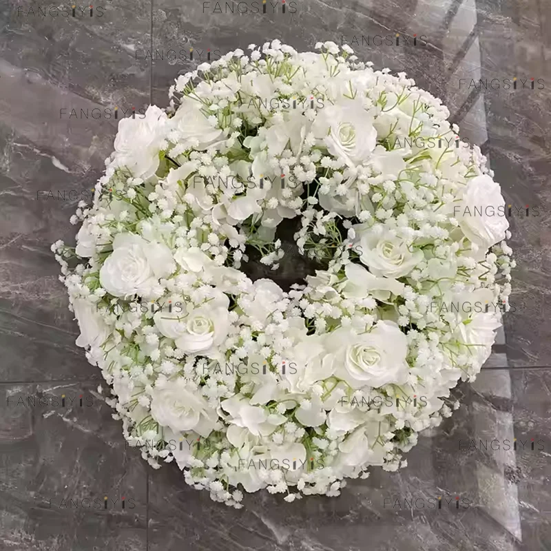 Burgunderrote Rose Künstliches Blumenarrangement Tischdekoration Kerzenhalter Kranz Rosa Rose Hortensie Party Hochzeit Dekorationszubehör – Detail 7