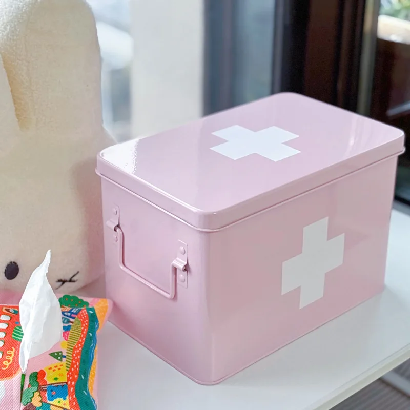 Storage Organizer Box with Multi-Layer Compartments Large Capacity Medicine Cabinet for Home Girls Room Decor Pink Aesthetic
