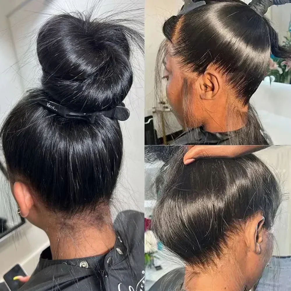 30인치 360 풀 레이스 가발 스트레이트 인모 가발 200% 밀도 HD 레이스 프론탈 가발 100% 인모 레미 레이스 프론트 프리 플러킹 가발