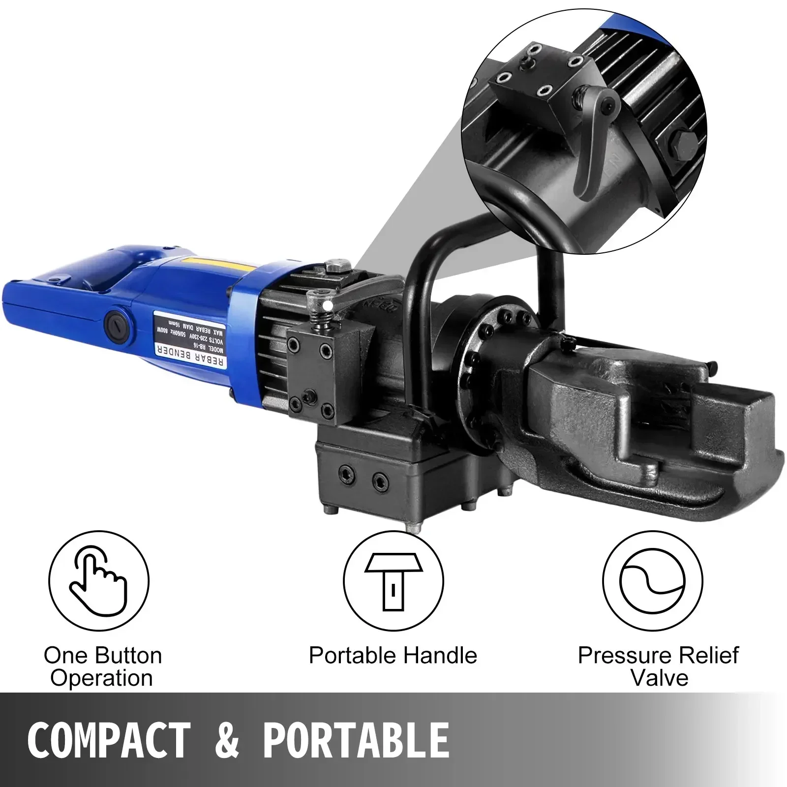 900W Rebar Bender Steel Bar Bending hine for Round Flat Iron Hydraulic Gr 60 16mm