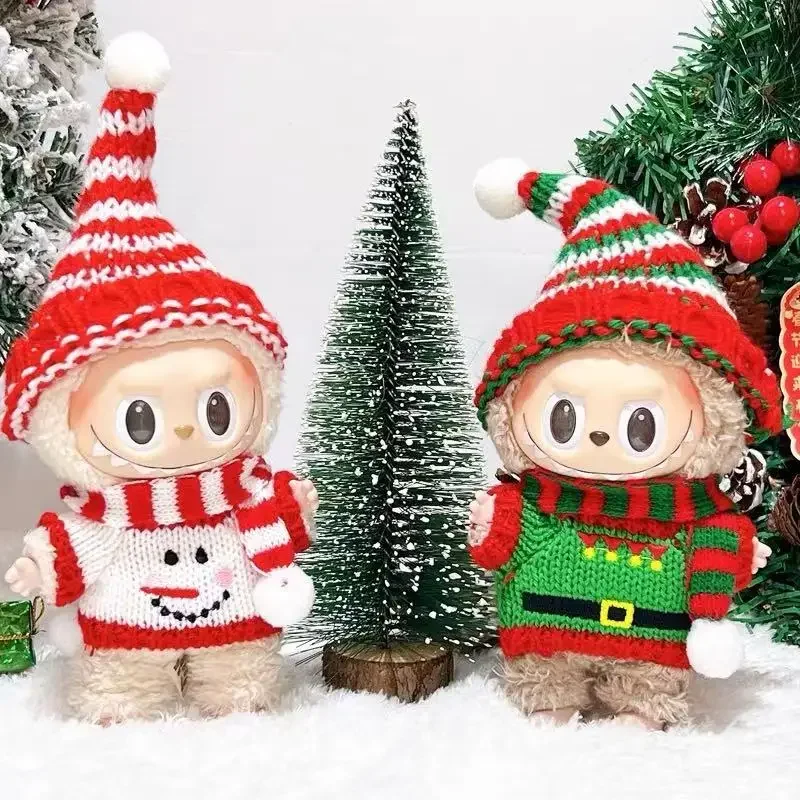 Mini vestiti per bambole Accessori per abiti per la Corea Kpop Exo Labubu Idol V1 V2 Natale Cookie Man Maglione Cappello Abiti di Capodanno