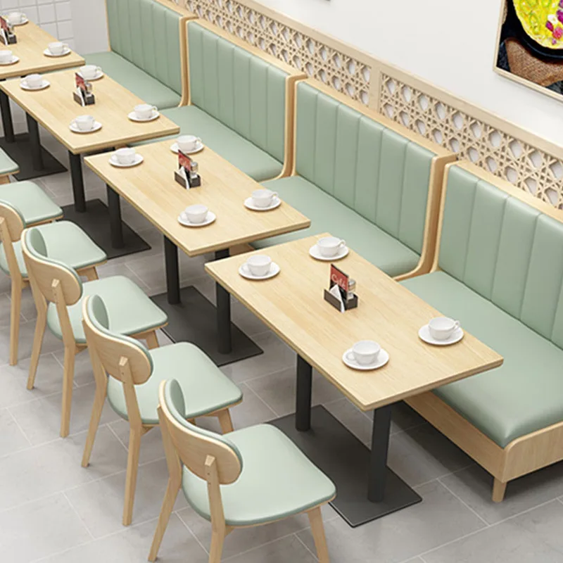 !@Italian Minimalist Solid Wood Durable Commercial Restaurant Catering Table and Chairs Booth Sofa Combination Set