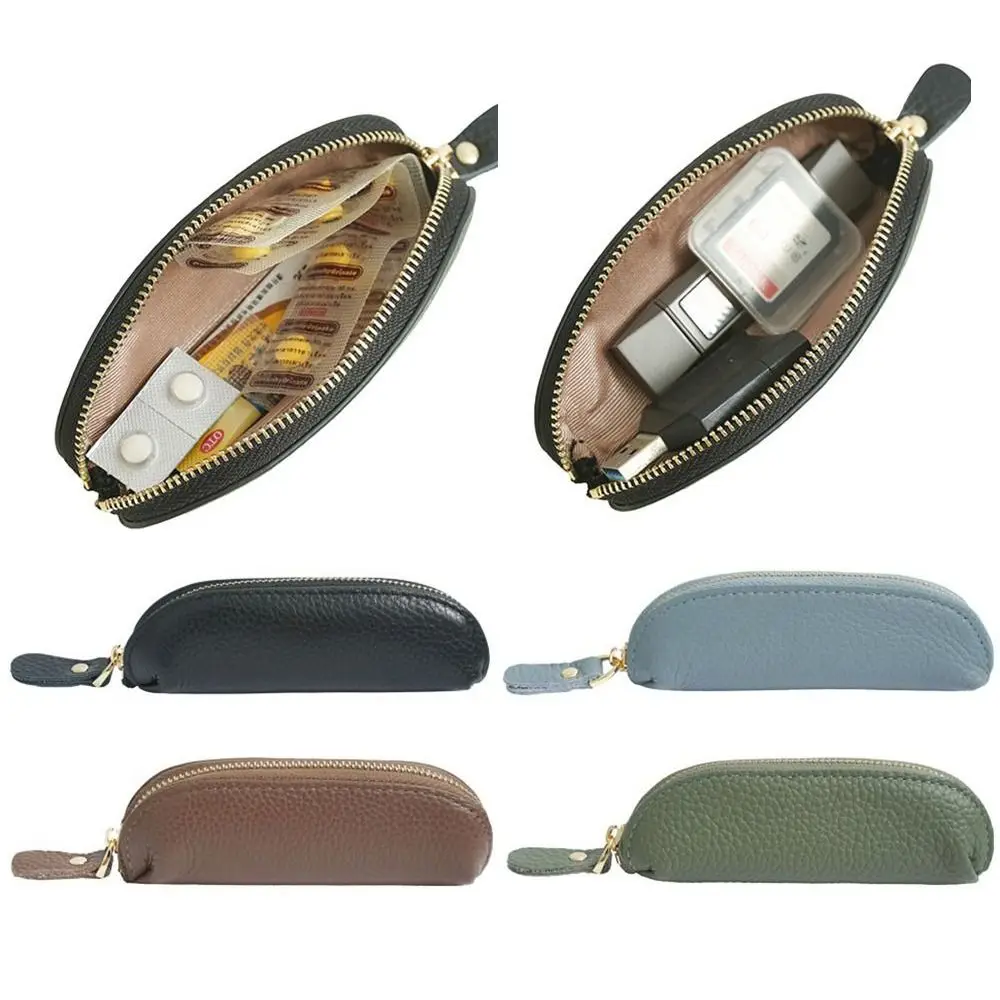 Multifunction Retro Women's Wallet Waterproof Portable Genuine Leather Coin Purse Solid Color Durable Mini Coin Bag Student