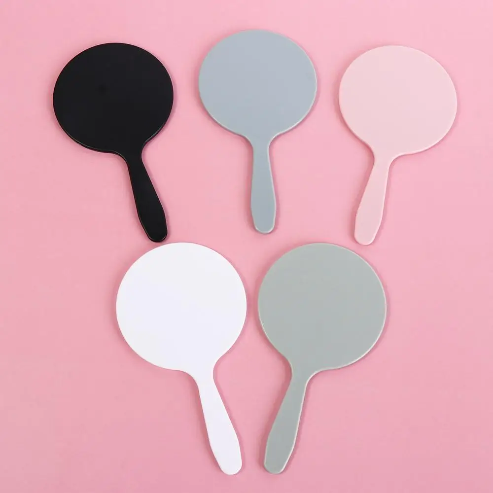 Fashion DIY Makeup Mirror Small With Handle Round Handheld Mirror Handheld Anti-fall Portable Mirror Women