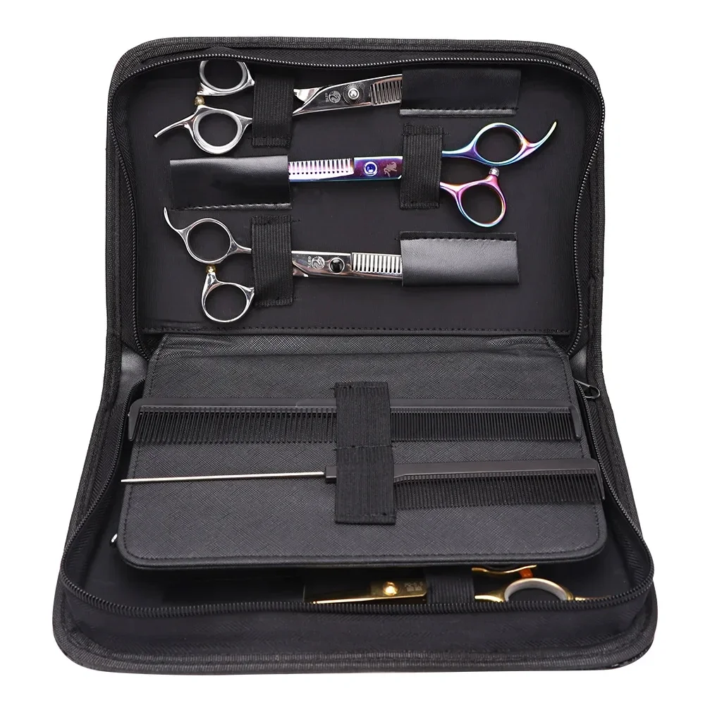 

Салонный кожаный чехол на молнии, многофункциональная сумка для ножниц для стрижки, профессиональная портативная сумка для хранения ножниц для укладки волос