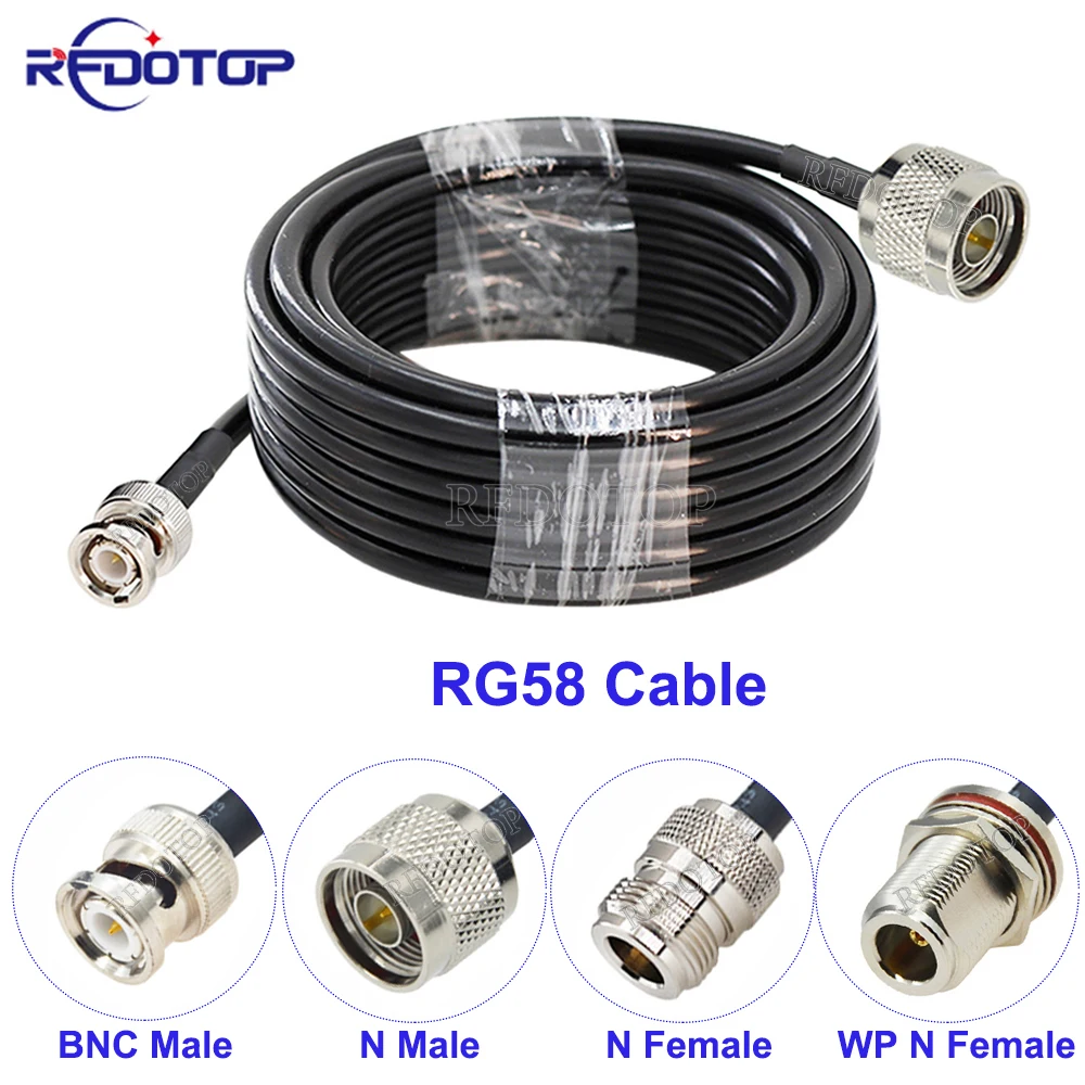 1Pcs RG58 BNC Male to N Male/Female Connector 50 Ohm BNC to N Adapter RG-58 RF Coaxial Pigtail Jumper Cable 10CM-30M