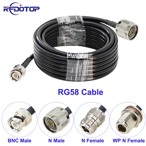 1Pcs RG58 BNC Male to N Male/Female Connector 50 Ohm BNC to N Adapter RG-58 RF Coaxial Pigtail Jumper Cable 10CM-30M