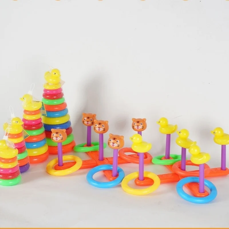 1 Set Animals Rainbow Stacked Ring Tower Stacking Toys Children's Montessori Toy Infant Development Early Education Toys