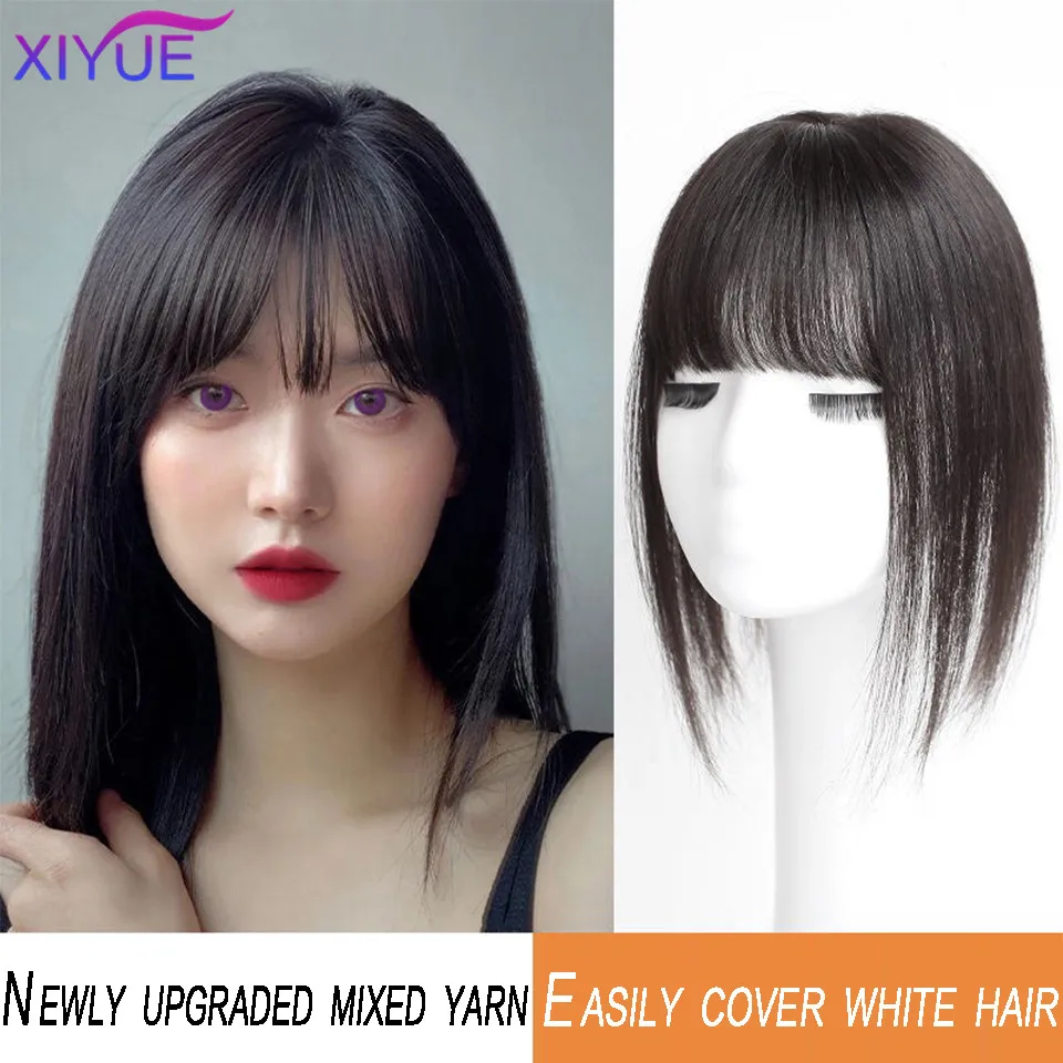 XIYUE  3D air bangs wig hair natural and seamless covering white hair hair patch on the top of the head fake bangs wig piece