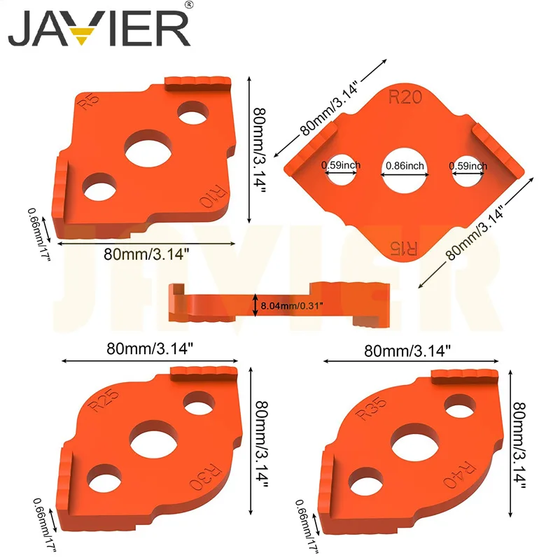 Wood Panel Radius R Plate Router Table Bit Corner Jig Trimming Machine Engraving Machine Round Corner Template Kit