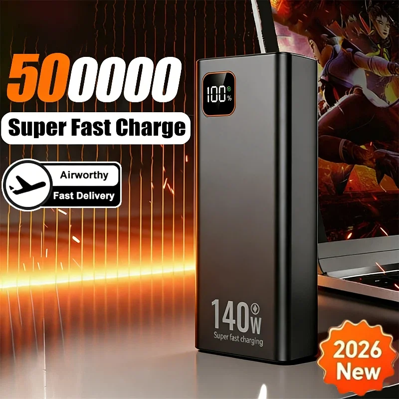 140W Powerbank 500000mAh Hochkapazitäts-Schnellladegerät PD 20W CC Portable Akku-Ladegerät für iPhone Samsung Xiaomi 2026