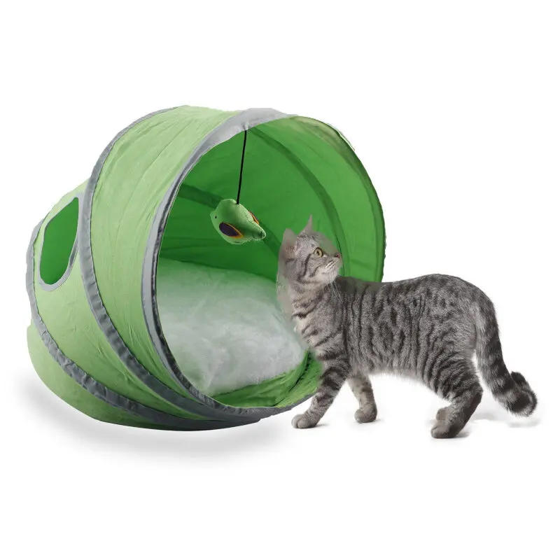 Pawise Portable Lightweight Pop-up Play Tent With Removable Plush Cushion Indoor Interactive Cat Tunnel Tent Play Home Rest Bed