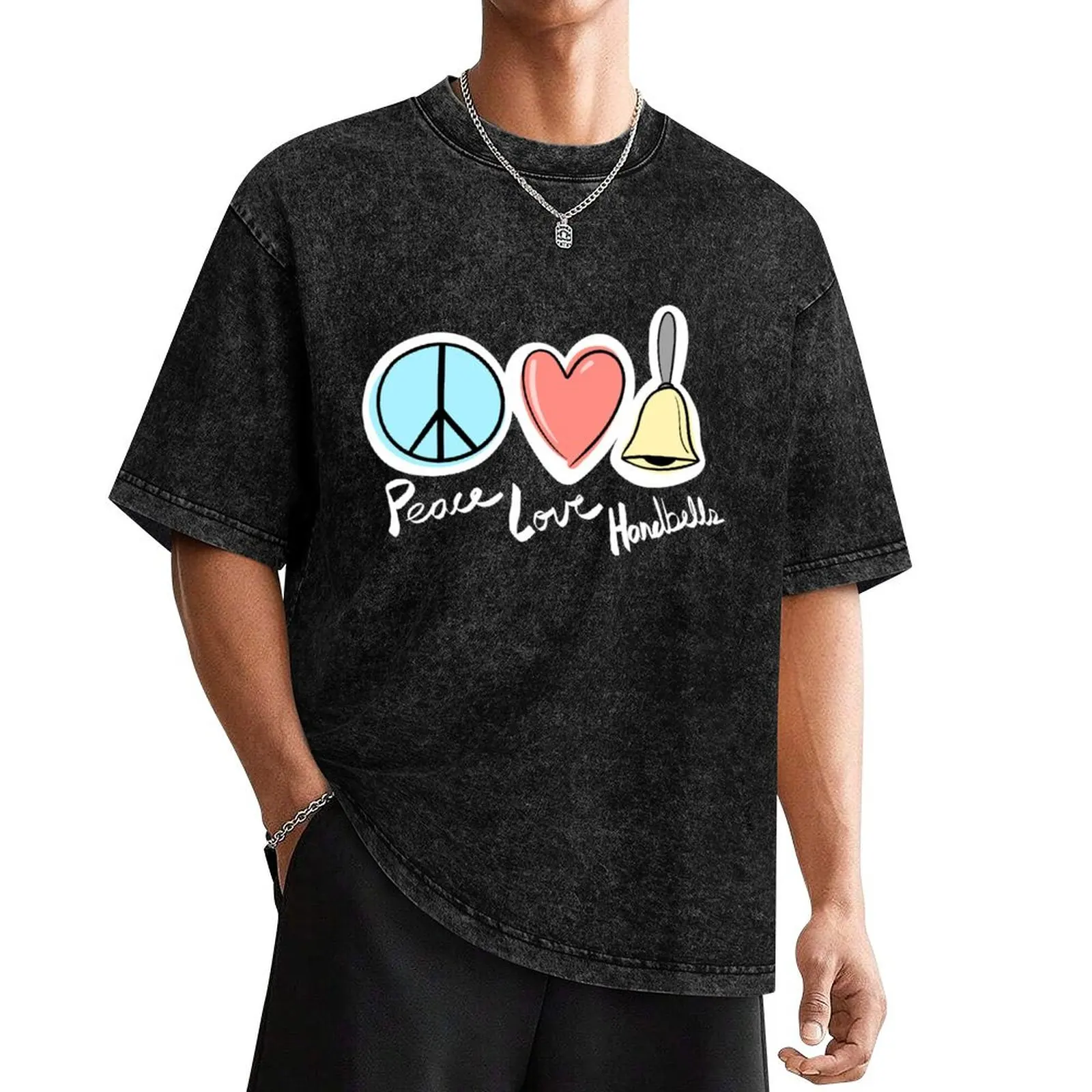 Peace Love Handbells T-Shirt quick drying Short sleeve tee custom t-shirts tee shirts for men