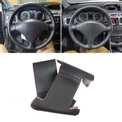 Steering Wheel Cover For Peugeot 207 Expert Partner Citroen Berlingo Jumpy Hand-Sew Perforated Leather Steering Wheel Cover Trim