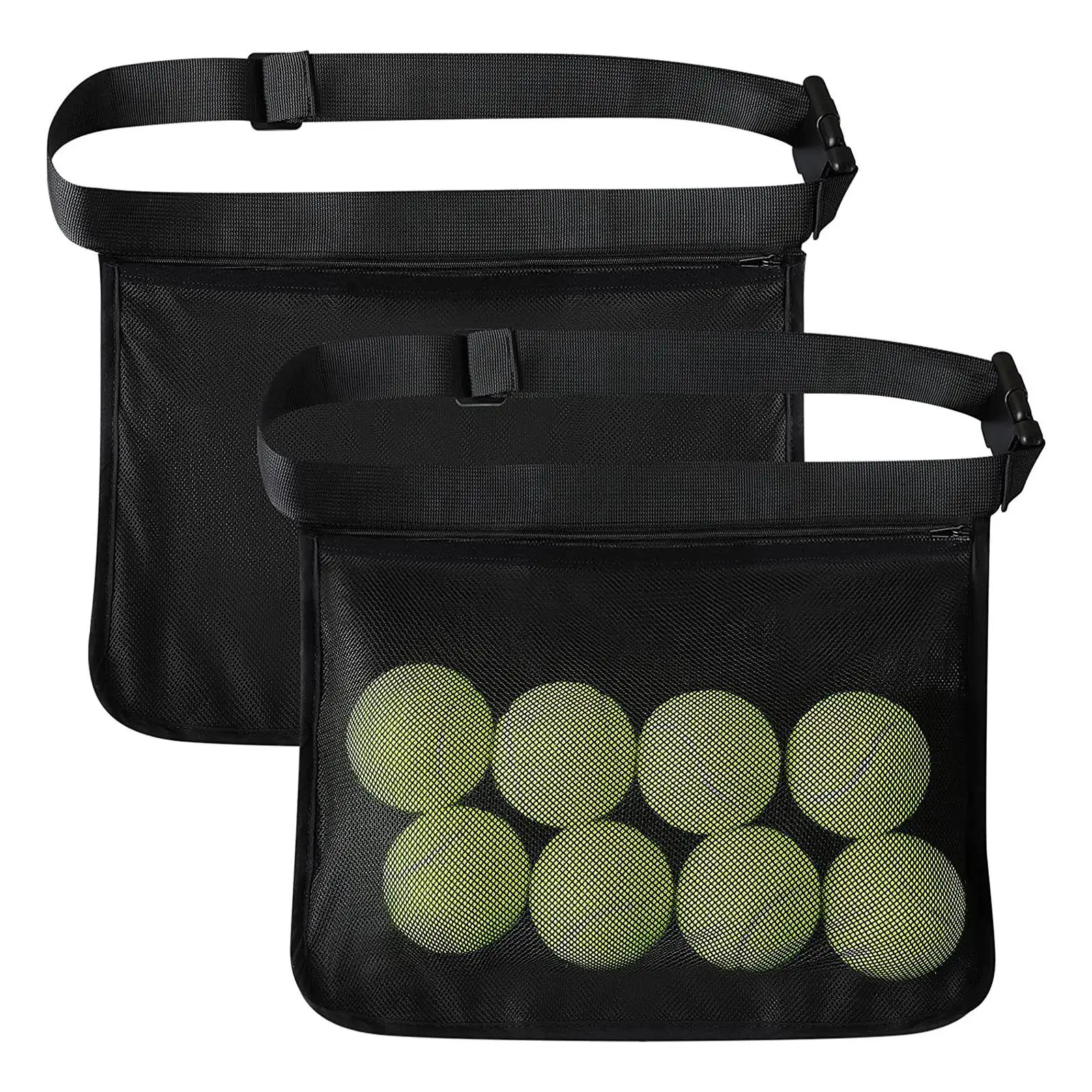Tennis Ball Bag Oxford Cloth Mesh Pickleball Ball Holder Pouch Training Waist Bag Carry for Game Outdoor