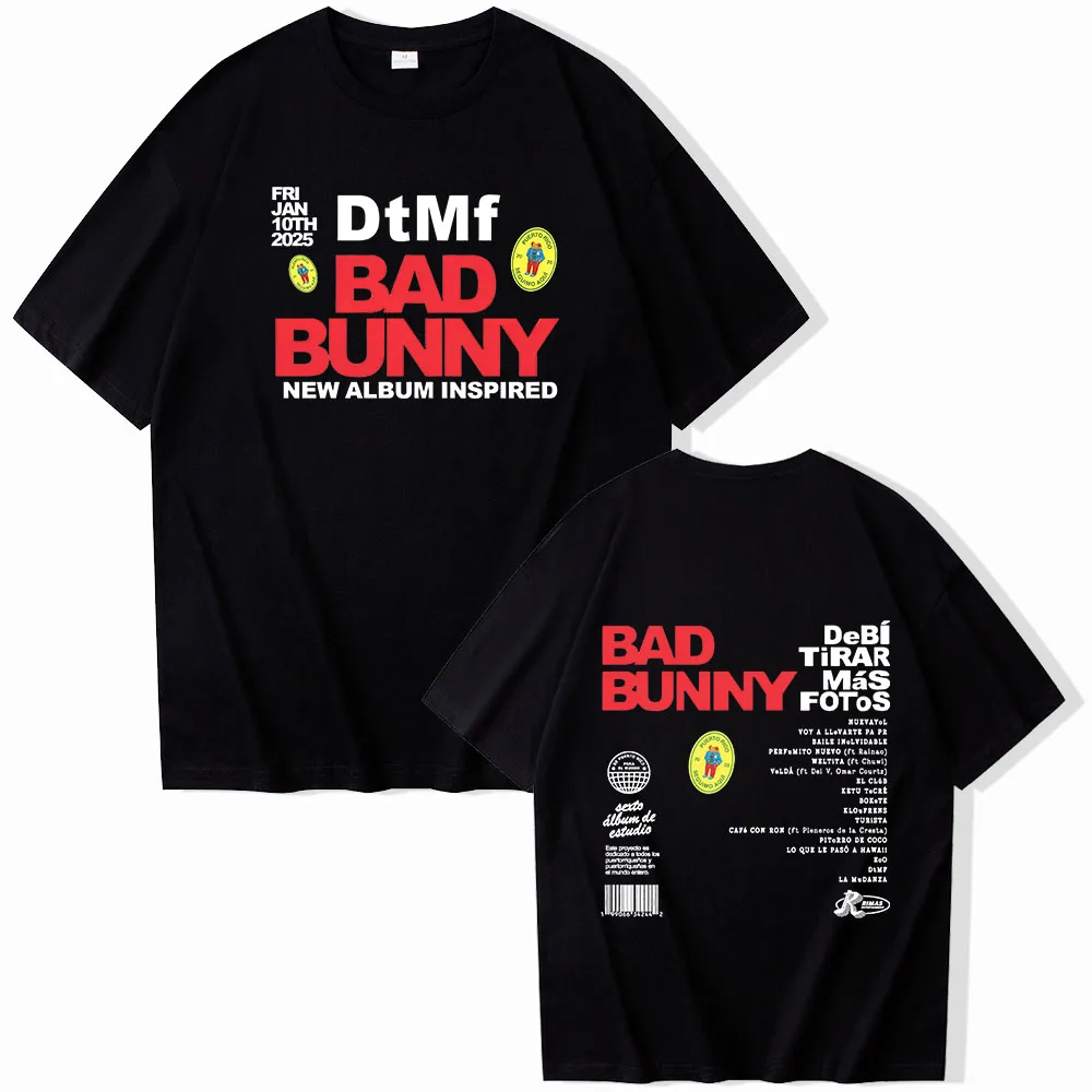 Bad Bunny Debi Tirar Mas Fotos Short Sleeve T-shirt Harajuku O-neck Summer Casual Shirt Music Fans Gift Tops