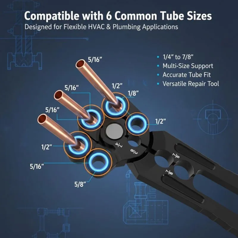 AC88 Copper Tube Rounder 6-Hole Manual Pipe Repair Tool 1/4