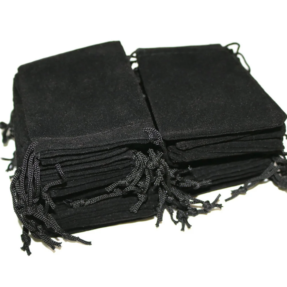 

5Pcs Flannel Drawstring Bag Black 25x10cm Hair Dryer Pouch Lint Multifunction Storage Use Flannel Drawstring Bag