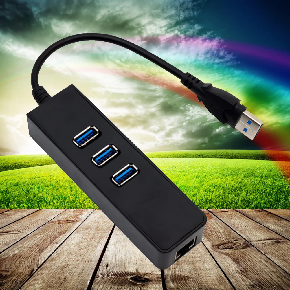 

Hub Gigabit Ethernet Adapter Usb To Lan 3 Usb Ethernet Adapter Port 10/1000Mbps Support Win 7/8/10 Xp Black
