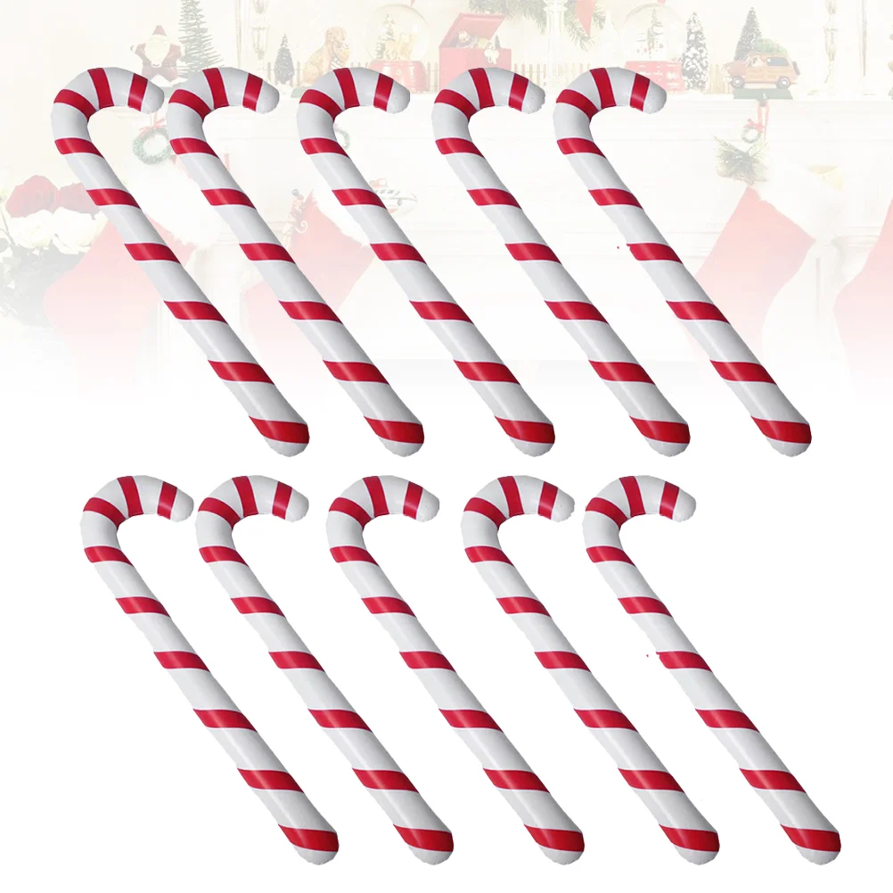 10 Pcs Christmas Walking Sticks Decorative Crutches Inflation Aluminum Foil Toys