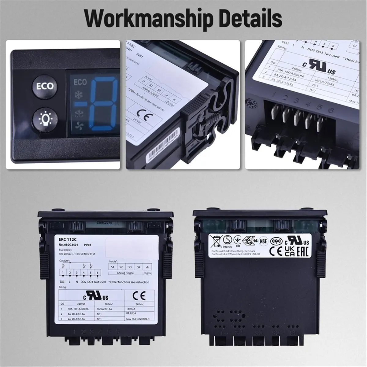 A008 Erc112C Temperature Controller Kit, Electronic Refrigeration Controller with Sensor Compatible with 080G3491