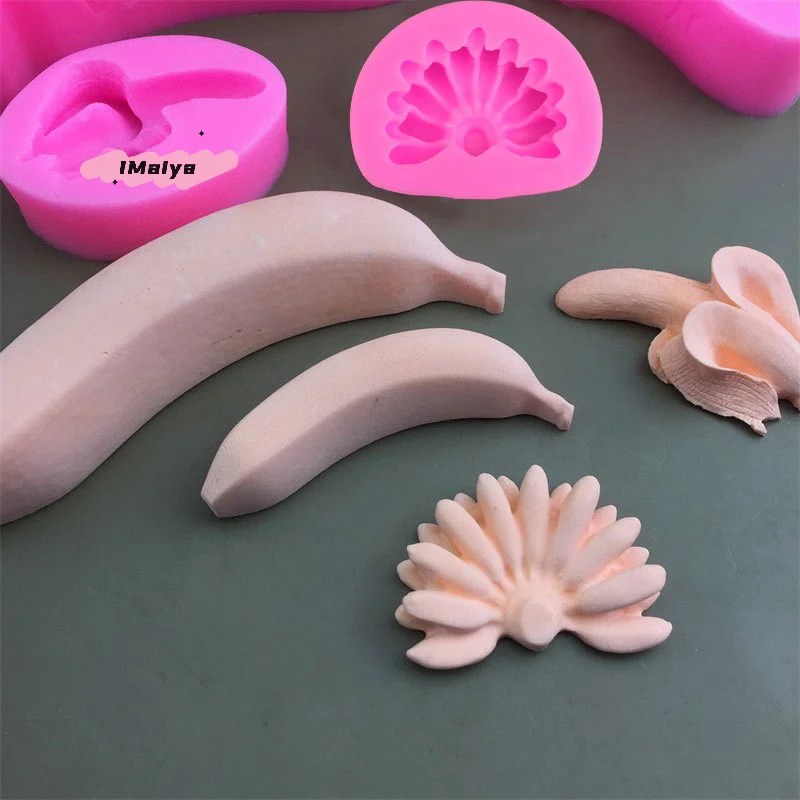 M-1Pc 3D Fruit Banana Silicone Mold Cake Plaster Banana DIY Making Candles Aromatherapy Soap Gypsum Baking Decoration Mold
