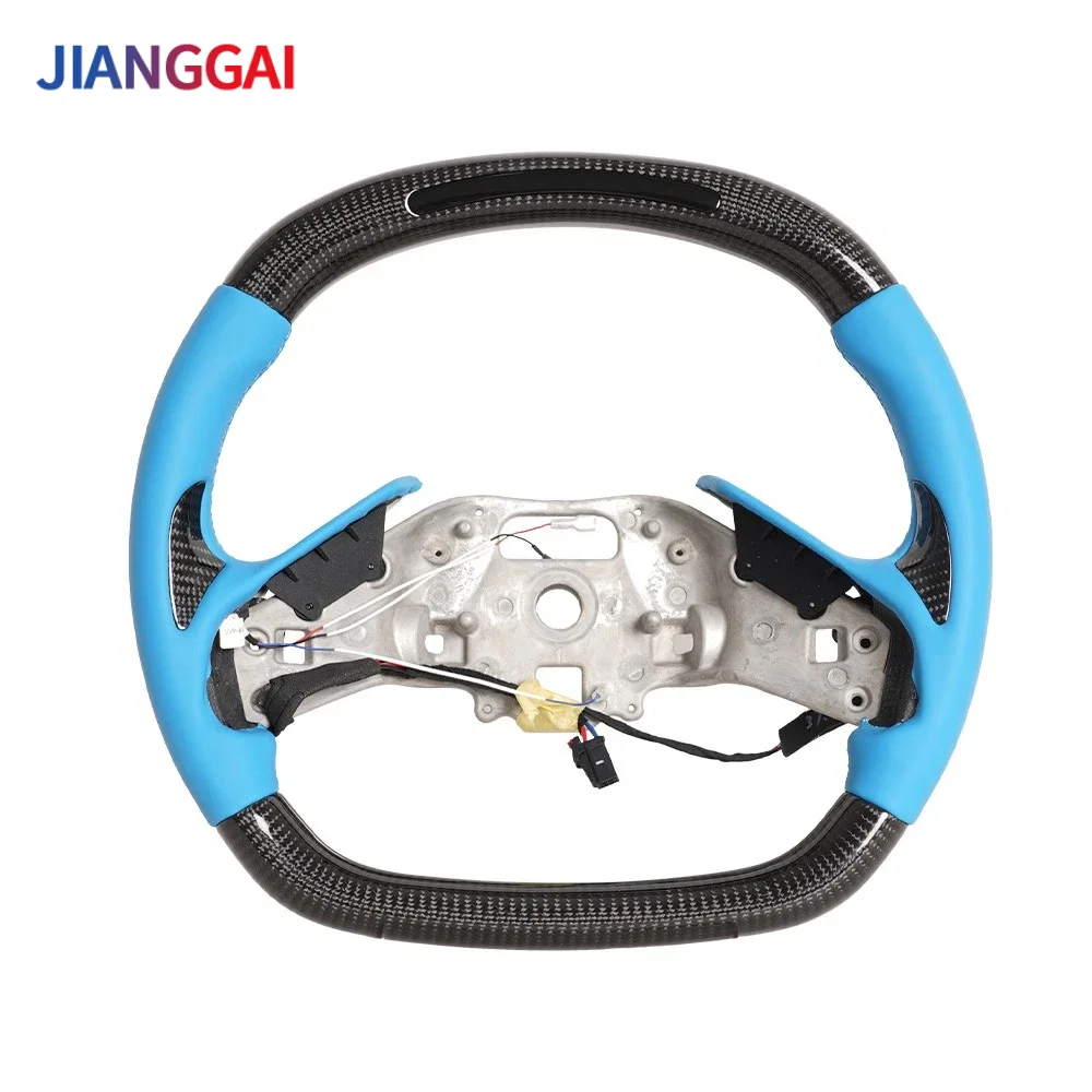 

Carbon Fiber LED Steering Wheel Fit For Chevrolet Corvette C8 20-26 with Heated Blue Leather 9 Lights LED Display Steering Wheel