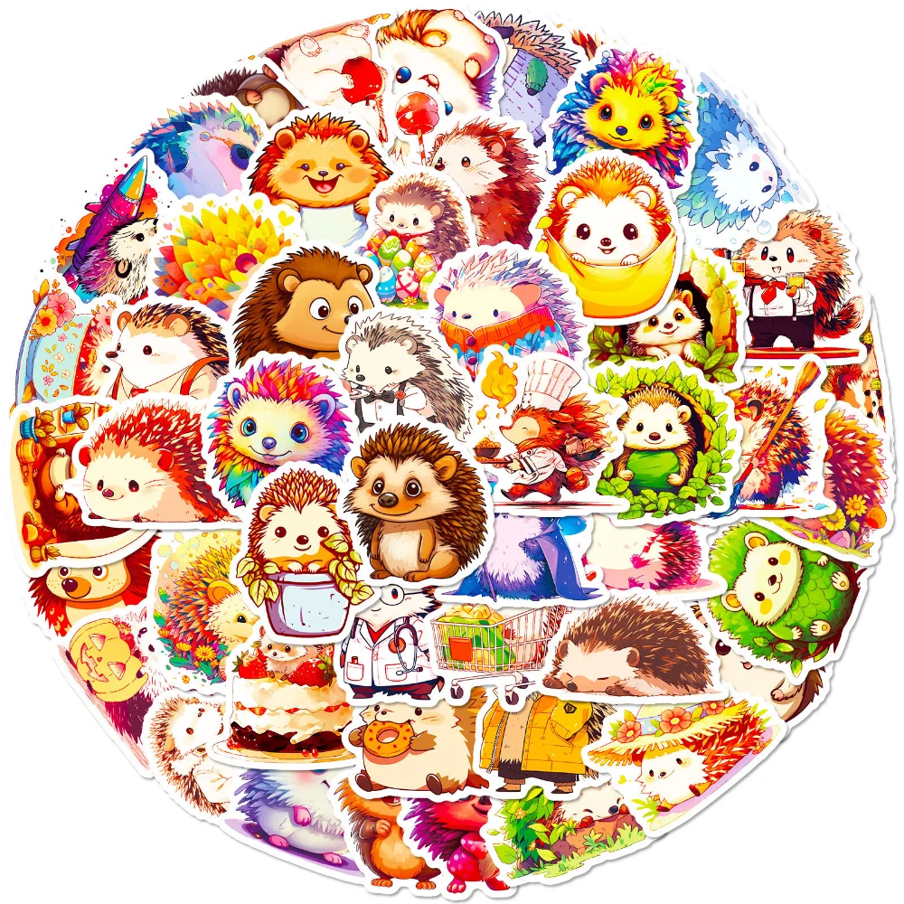 10/50Pcs Cartoon Animal Hedgehog Graffiti Waterproof Sticker Personalized Decoration Creative Refrigerator CupHelmetWholesale