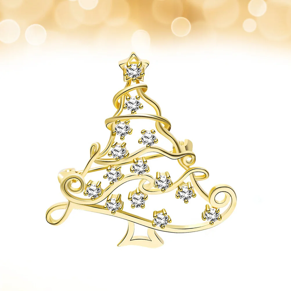 

1Pcs Metal Christmas Tree Brooch Alloy Delicate Xmas Breastpin Clothes Bag Hat Scarf Accessory for Holiday Party Gift