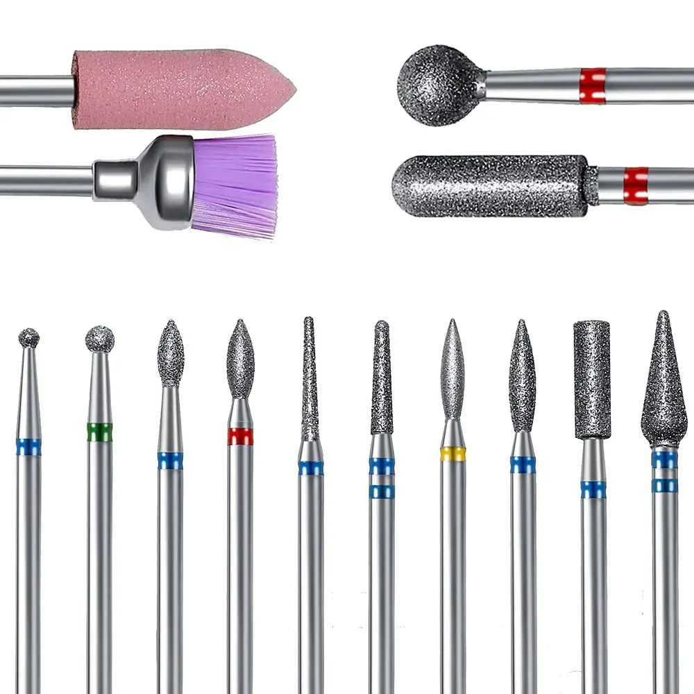 14 Sets Nail Diamond Grinding Needle Discharged To A Suit Nails, Nail Surface Dead Skin Clean Grinding Head Polishing Tools