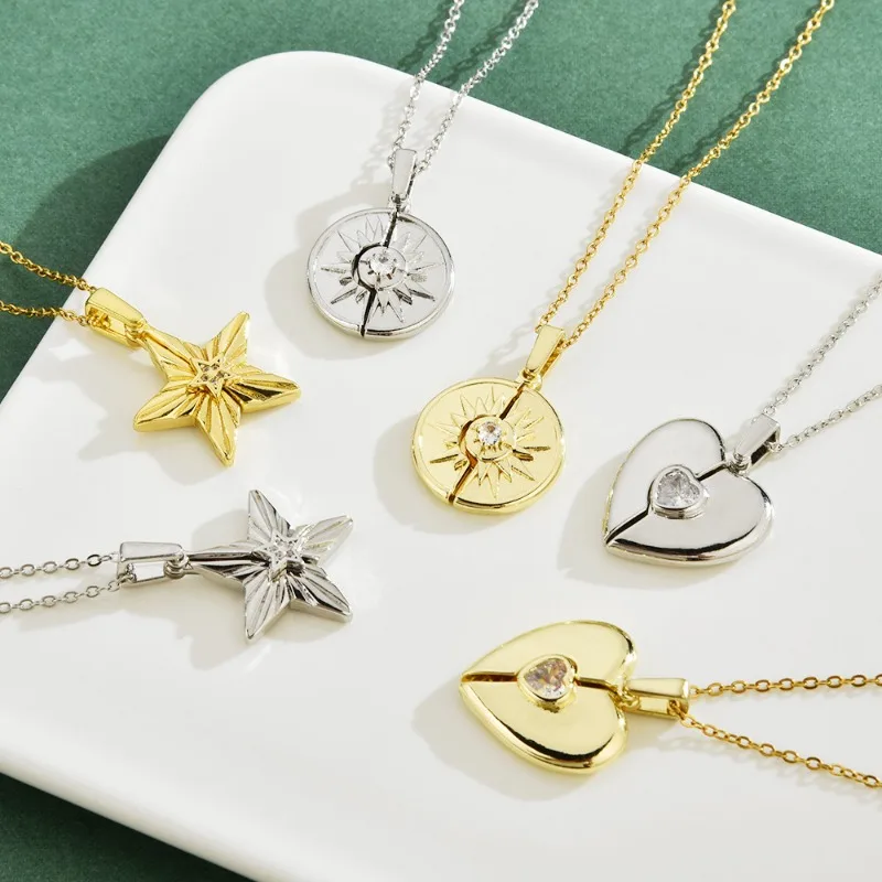 

A multi-element titanium steel necklace for women with a fashionable heart shape
