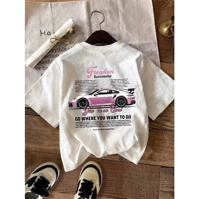 

Car Printed T-shirt Theme Casual Streetwear Unisex Women's Men's Quick Drying Casual Women's Top
