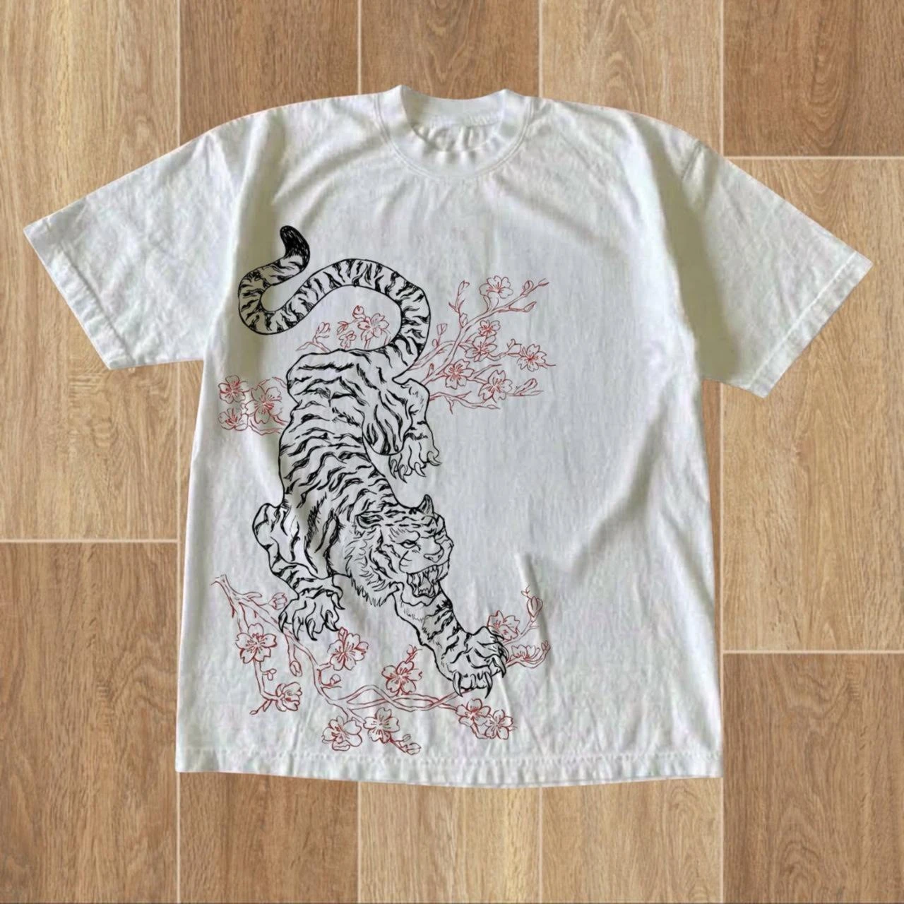 Vintage Tiger Print T-Shirt New Chinese Style Ink Tiger Design Men Women Harajuku Y2K Trendy Vintage Casual Streetwear Tops